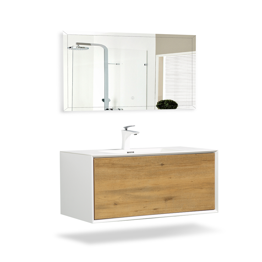 Iris Wall Mounted 24 Inch Bathroom Vanity with Cultured Marble Top & Integrated Sink