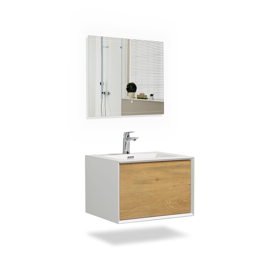 Iris Wall Mounted 24 Inch Bathroom Vanity with Cultured Marble Top & Integrated Sink