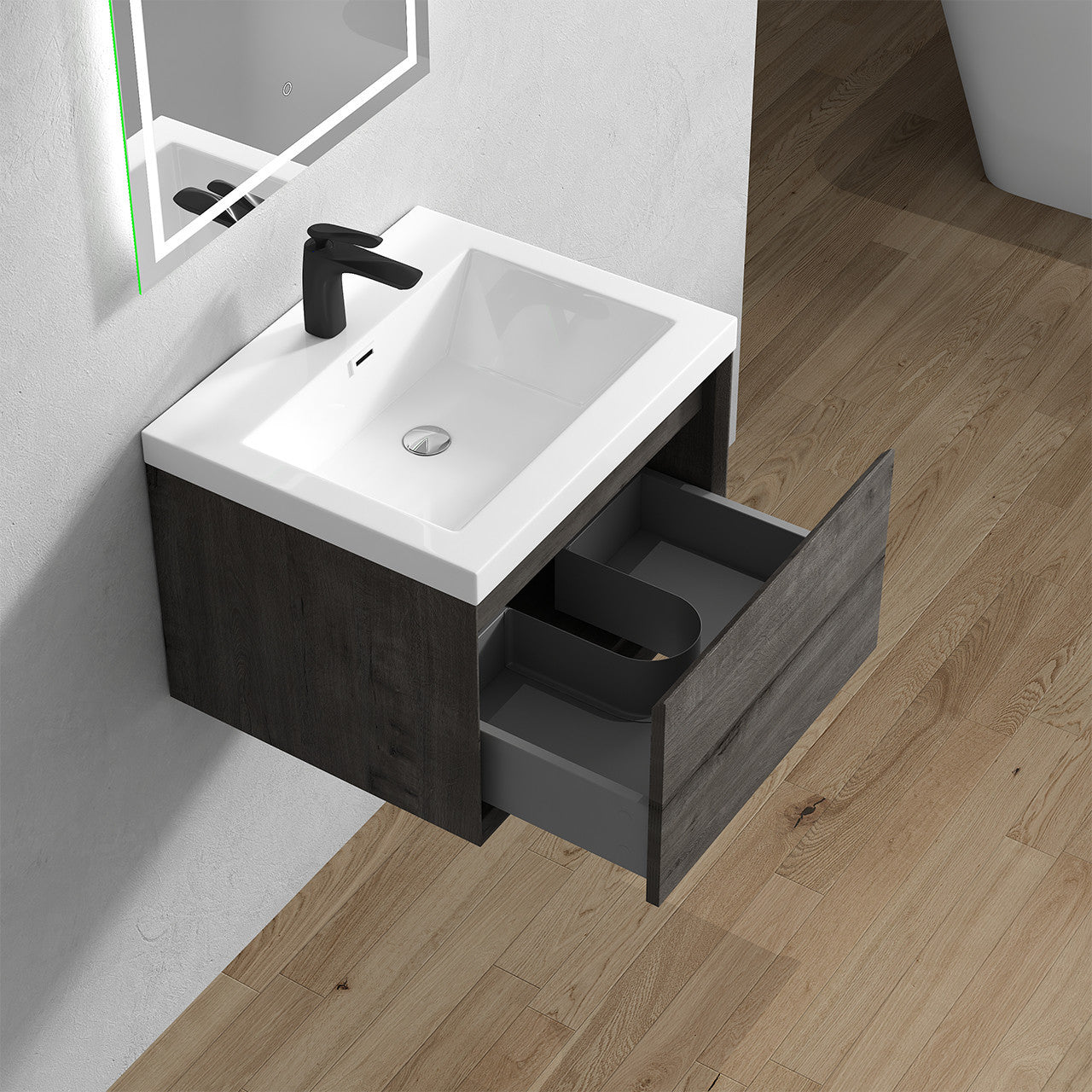 BELLA ''24inch WALL MOUNTED VANITY WITH ACRYLIC TOP